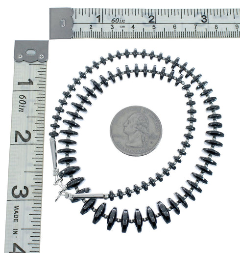Hematite Authentic Sterling Silver Native American Bead Necklace X10646